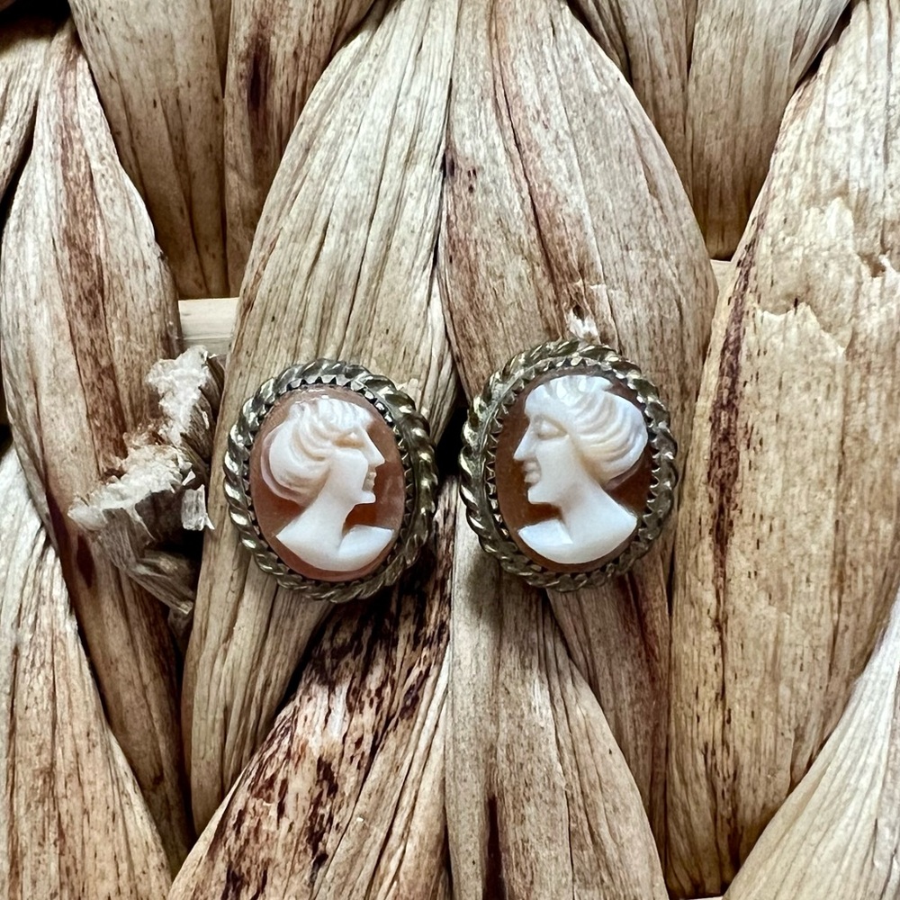 Vintage 1970s Handmade Carved Lady Shell Cameo